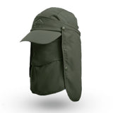 NNEDSZ Green UV Protection 4-in-1 Outdoor Sun Hat with Removable Flaps