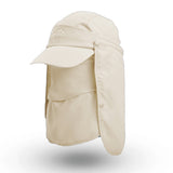 NNEDSZ Beige UV Protection 4-in-1 Outdoor Sun Hat with Removable Flaps