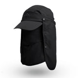 NNEDSZ Black UV Protection 4-in-1 Outdoor Sun Hat with Removable Flaps