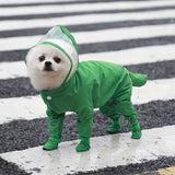 NNEDSZ XXL Green Waterproof Full-Cover Pet Raincoat with Hood and Booties