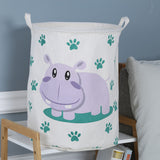 NNEDSZ Hippo Canvas Laundry Storage Basket with Adorable Animal Designs
