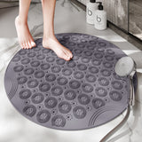 NNEDSZ Grey Non-Slip Round Shower Foot Scrubber Mat - Soft Silicone Massage Pad for Foot Cleaning