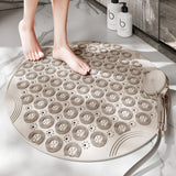 NNEDSZ Light Brown Non-Slip Round Shower Foot Scrubber Mat - Soft Silicone Massage Pad for Foot Cleaning