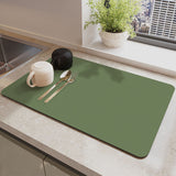 NNEDSZ Green Waterproof Quick-Dry Kitchen Mat - Non-Slip Rubber Base, Absorbent Technology Fabric, 4mm Thick
