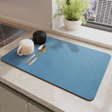 NNEDSZ Blue Waterproof Quick-Dry Kitchen Mat - Non-Slip Rubber Base, Absorbent Technology Fabric, 4mm Thick