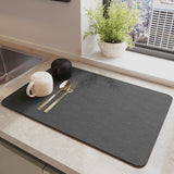 NNEDSZ Dark Grey Waterproof Quick-Dry Kitchen Mat - Non-Slip Rubber Base, Absorbent Technology Fabric, 4mm Thick
