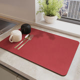 NNEDSZ Red Waterproof Quick-Dry Kitchen Mat - Non-Slip Rubber Base, Absorbent Technology Fabric, 4mm Thick