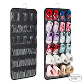 NNEDSZ Pink Hanging Felt Shoe Organizer with 24 Clear Pockets - Anti-Rust Metal Hanger Included, Perfect for Shoes, Toys, and Accessories