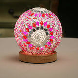 NNEDSZ Pink Handmade Mosaic Glass Lamp - Vibrant Decorative Table Light