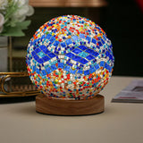 NNEDSZ Wavy Blue Handmade Mosaic Glass Lamp - Vibrant Decorative Table Light