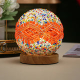 NNEDSZ Wavy Orange Handmade Mosaic Glass Lamp - Vibrant Decorative Table Light