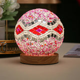 NNEDSZ Pink Diamond Pattern Handmade Mosaic Glass Lamp - Vibrant Decorative Table Light