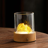 NNEDSZ Gold LED Glass Night Light with Mountain Design, USB Rechargeable