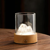NNEDSZ Silver LED Glass Night Light with Mountain Design, USB Rechargeable