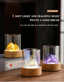 NNEDSZ Pink LED Glass Night Light with Mountain Design, USB Rechargeable