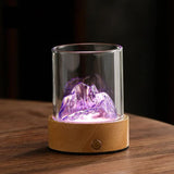 NNEDSZ Purple LED Glass Night Light with Mountain Design, USB Rechargeable