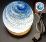 NNEDSZ Starry Sky LED Planet Night Light with Wooden Base, USB Rechargeable