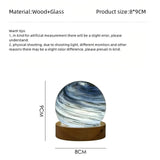 NNEDSZ Aurora LED Planet Night Light with Wooden Base, USB Rechargeable