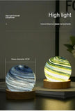 NNEDSZ Sunset LED Planet Night Light with Wooden Base, USB Rechargeable