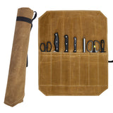 NNEDSZ Green Durable Waxed Canvas Knife Roll Bag - Portable Chef Tool Organizer