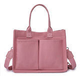 NNEDSZ Pink Stylish Canvas Briefcase Tote Bag with Large Capacity for Women