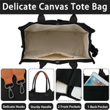 NNEDSZ Black Stylish Canvas Briefcase Tote Bag with Large Capacity for Women