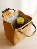 NNEDSZ Beige Eco-Friendly Insulated Lunch Bag with Handle - Durable and Reusable