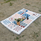 NNEDSZ Lucky Cat Bohemian Style Outdoor Picnic Blanket - 130*180cm Decorative Throw