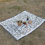 NNEDSZ Black And White Graffiti Bohemian Style Outdoor Picnic Blanket - 130*180cm Decorative Throw
