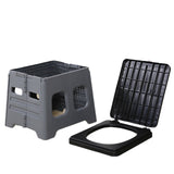 NNEDSZ Grey Portable Folding Outdoor Toilet with Lid - Heavy Duty 150kg Capacity