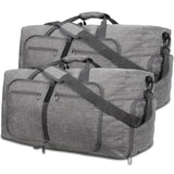 NNEDSZ Black Large Foldable Travel Duffel Bag with Shoe Compartment and Carry Pouch - Lightweight, Durable, and Spacious