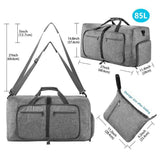 NNEDSZ Black Large Foldable Travel Duffel Bag with Shoe Compartment and Carry Pouch - Lightweight, Durable, and Spacious