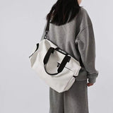 NNEDSZ White Durable PU Leather Sports Gym Bag - Waterproof, Lightweight Travel Duffle Bag with Adjustable Strap
