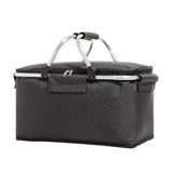 NNEDSZ Black Portable Aluminum Foil Insulated Picnic Basket with Zipper Lid, 40x20x23cm