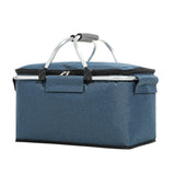 NNEDSZ Nevy Blue Portable Aluminum Foil Insulated Picnic Basket with Zipper Lid, 40x20x23cm