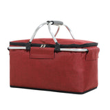 NNEDSZ Red Portable Aluminum Foil Insulated Picnic Basket with Zipper Lid, 40x20x23cm