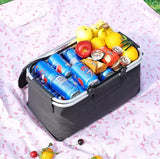 NNEDSZ Red Portable Aluminum Foil Insulated Picnic Basket with Zipper Lid, 40x20x23cm