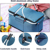 NNEDSZ Green Leaves Portable Aluminum Foil Insulated Picnic Basket with Zipper Lid, 40x20x23cm