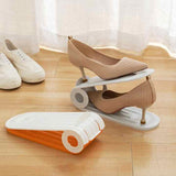 NNEDSZ 2 PCS Orange Adjustable Shoe Slot Organizer - Space-Saving Shoe Storage Solution for Closet and Shelf