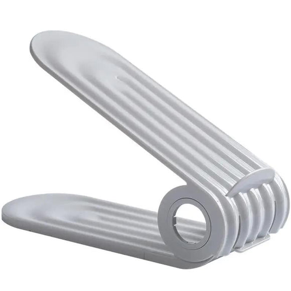 NNEDSZ 2 PCS Grey Adjustable Shoe Slot Organizer - Space-Saving Shoe Storage Solution for Closet and Shelf