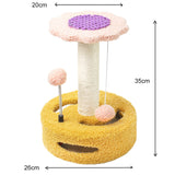 NNEDSZ Yellow-pink Interactive Cat Scratching Post with Playful Ball Toys, Flower Design - 35cm Height, 26cm Base