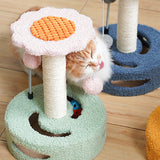 NNEDSZ Strawberries Interactive Cat Scratching Post with Playful Ball Toys, Flower Design - 35cm Height, 26cm Base
