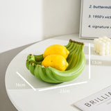 NNEDSZ Green Ceramic Banana-Shaped Fruit Plate - Decorative and Functional Storage Tray