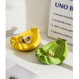 NNEDSZ Green Ceramic Banana-Shaped Fruit Plate - Decorative and Functional Storage Tray