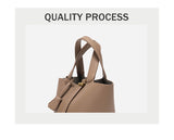 NNEDSZ Beige Elegant Women's Leather Tote Handbag with Gold Lock Detail