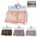 NNEDSZ Black Convertible Garment Duffel Bag with Leather Accents - Travel Weekender Bag for Suits and Dresses