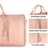NNEDSZ Blue Stripe Convertible Garment Duffel Bag with Leather Accents - Travel Weekender Bag for Suits and Dresses