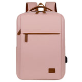 NNEDSZ Pink Minimalist USB Charging Laptop Backpack - Elegant and Spacious Travel Bag