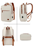NNEDSZ Pink Minimalist USB Charging Laptop Backpack - Elegant and Spacious Travel Bag