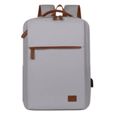NNEDSZ Grey Minimalist USB Charging Laptop Backpack - Elegant and Spacious Travel Bag